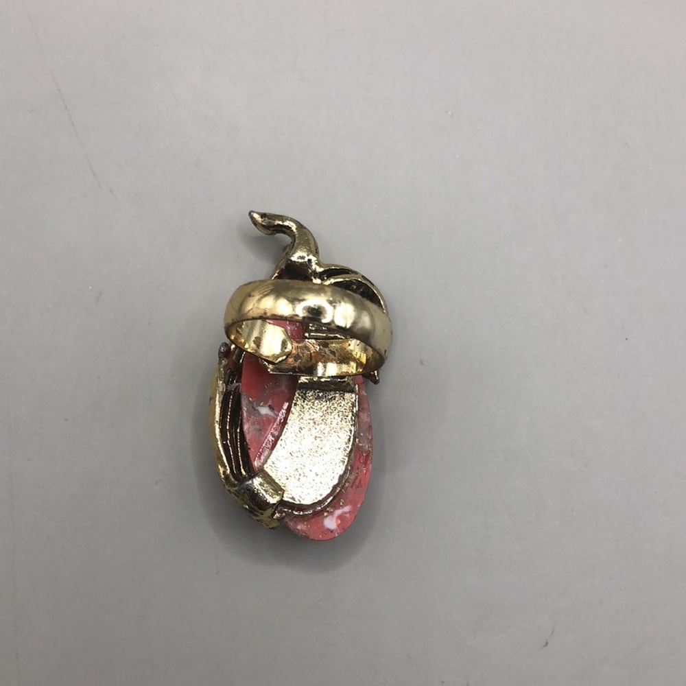 Vintage antiqued gold tone gemstone like big statement size costume ring sz 7 - Picture 7 of 8